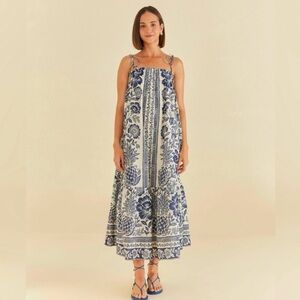 Farm Rio, Blue Pineapple Garden Maxi Dress - Extra Small